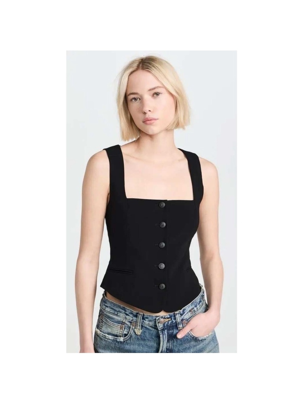 NWT Rag & Bone Black Mariana Square-Neck Vest in Black